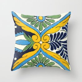 Amarillo talavera tile mexican yellow azulejo Throw Pillow