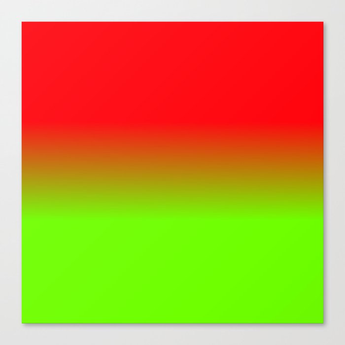 Neon Red and Neon Green Ombré Shade Color Fade Canvas Print by