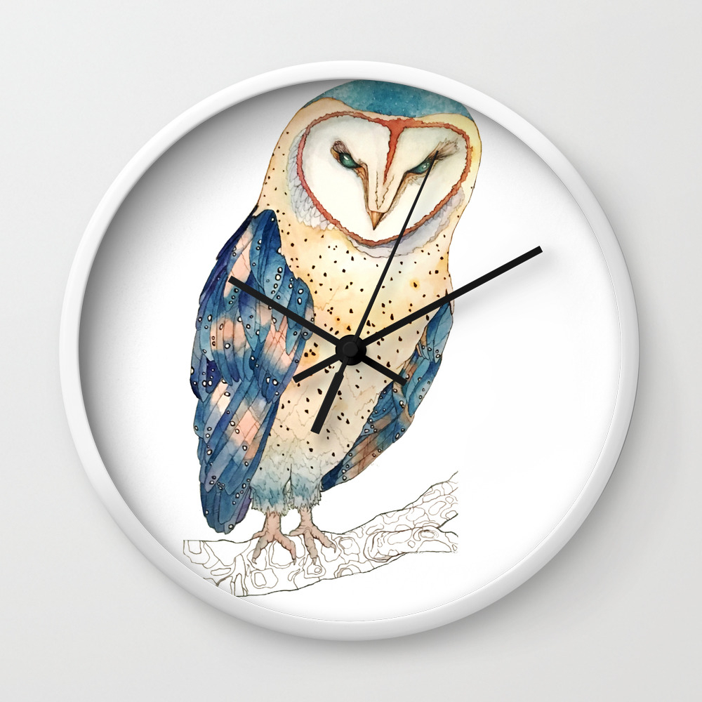 The Colourful Barn Owl Wall Clock By Clarekellyillustrator Society6