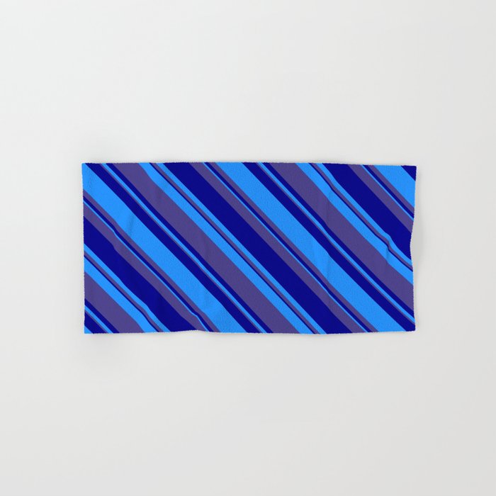 Dark Slate Blue, Dark Blue & Blue Colored Stripes Pattern Hand & Bath Towel