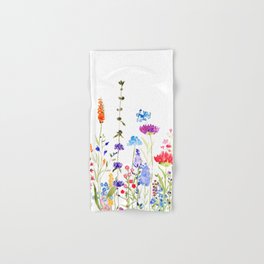 colorful wild flowers watercolor painting Hand & Bath Towel