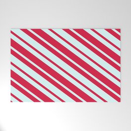 [ Thumbnail: Light Cyan and Crimson Colored Lines Pattern Welcome Mat ]