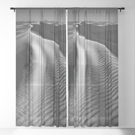 Wind blown desert sand dunes at twilight black and white portrait photograph - photographs - photography for home, office, and wall decor Sheer Curtain