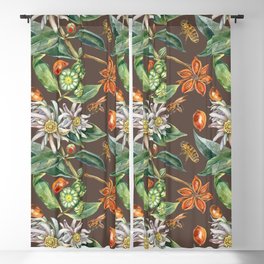 Watercolor botanical seamless pattern of culinary and healing plant star anise Blackout Curtain