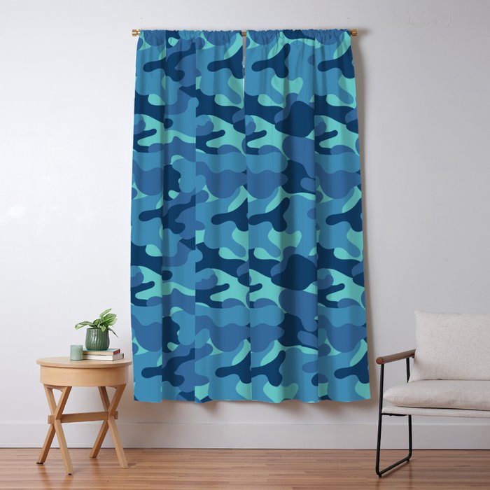 Blue Army Camouflage Blackout Curtain By Muucases Society6