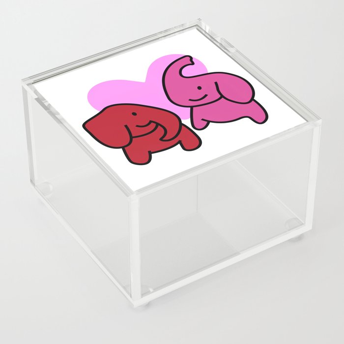 Elephants In Love – Two Cute Elephants With Heart  Acrylic Box
