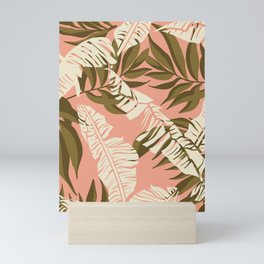 Jungle Leaf Coral Pink Mini Art Print