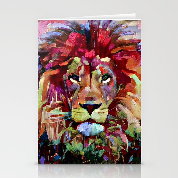 Colorful Lion Painting Stationery Cards By Erisian Society6