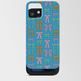 Playful Funky Bows, Clash of Patterns, Color Block Ribbon Bows Pattern iPhone Card Case