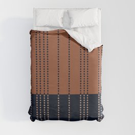 Spotted Stripes, Terracotta and Navy Blue Duvet Cover