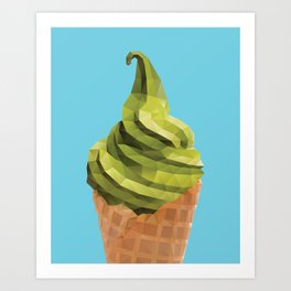 Matcha Soft Serve Icecream Polygon Art Art Print