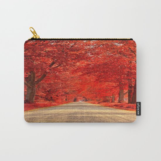 Red Forest Autumn Path Carry-All Pouch