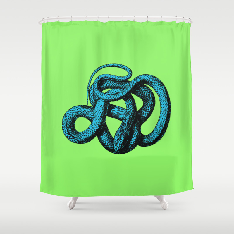 Snek 1 Snake Teal Turquoise Lime Green Shower Curtain By