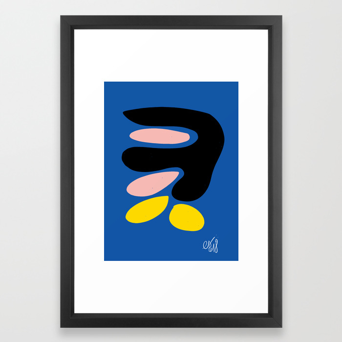 Shapes Of Love Abstract Art Blue Minimalism Framed Art Print By