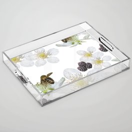 Blackberries and Bees Pattern Acrylic Tray