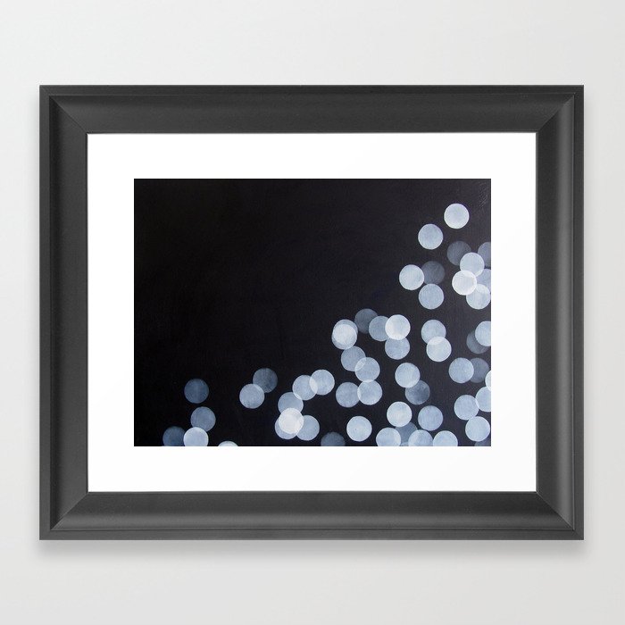 No. 44 - Print of Bokeh Inspired Black and White Modern Abstract Painting Framed Art Print