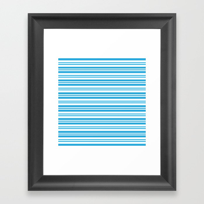 Elegant Blue Strips Pattern - Horizontal Framed Art Print
