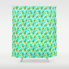 Funny Summer Tropical Pineapples Shower Curtain