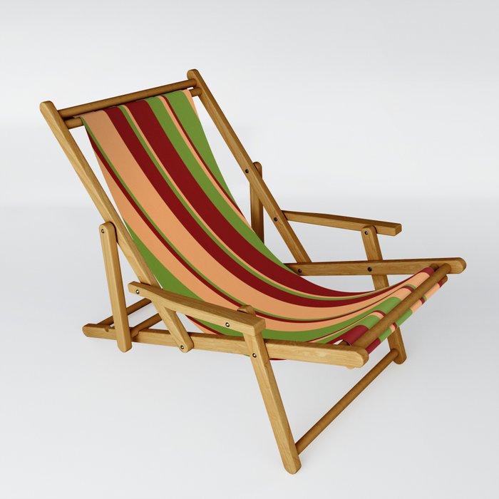 Brown, Green & Maroon Colored Striped/Lined Pattern Sling Chair