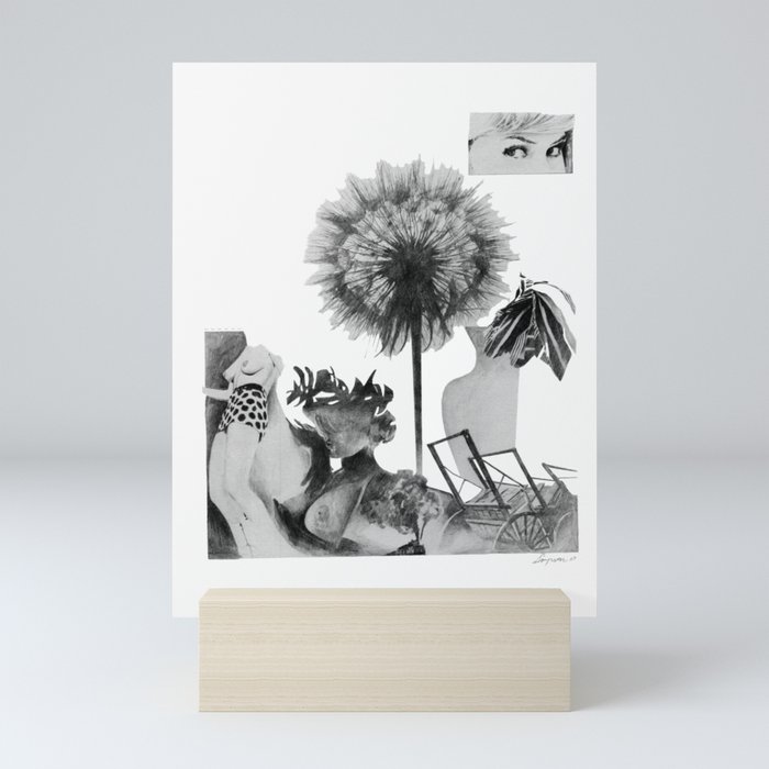 1967 Nude With Dandelion Train Vase Plants Wooden Wagon Mini