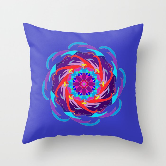 Hybrid Mandala Spinner Swirls Throw Pillow