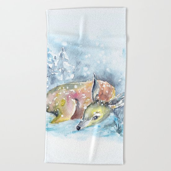 Winter animal #14 Beach Towel