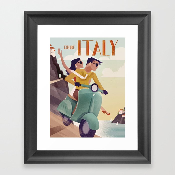 Vintage Travel Poster Italy Framed Art Print