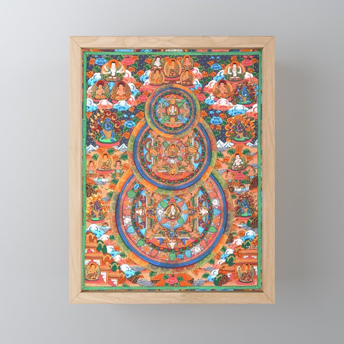 Triple Mandala Buddhist Art Framed Mini Art Print