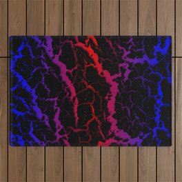 Cracked Space Lava - Blue/Red Outdoor Rug