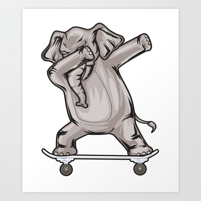 Skateboarding Elephant on Skateboard Gift for Skater Art ...