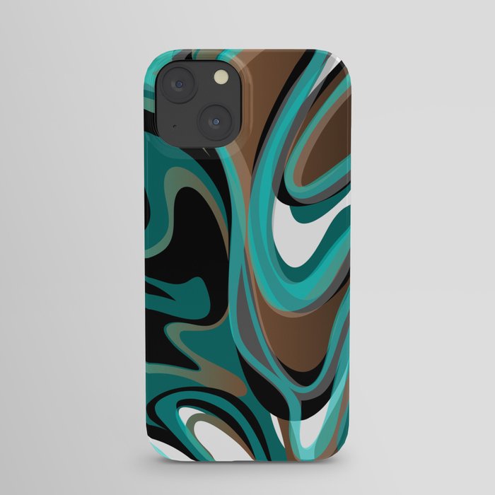 Liquify - Brown, Turquoise, Teal, Black, White iPhone Case