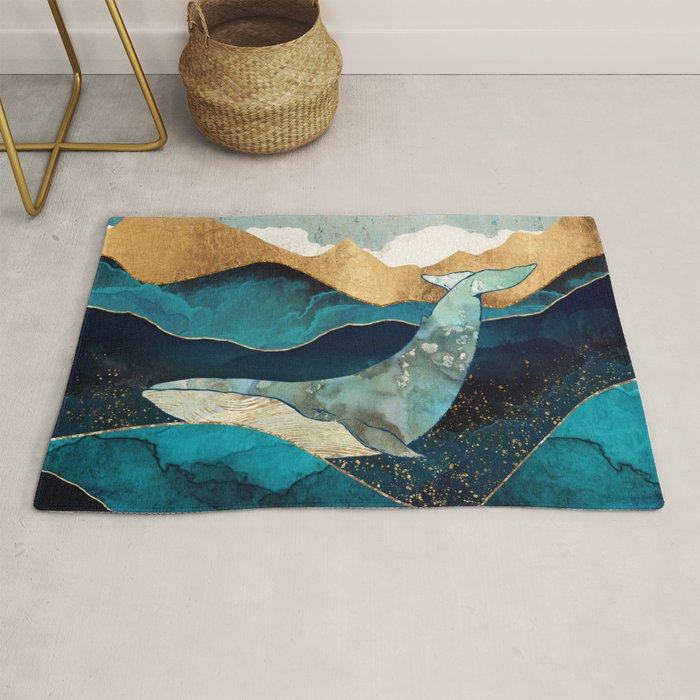 Blue Whale Rug by SpaceFrogDesigns Society6