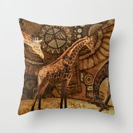 Three Giraffes Throw Pillow