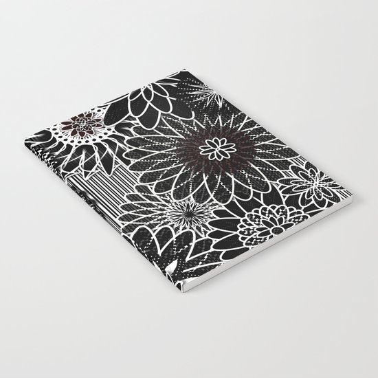 Flowers Black and White Notebook