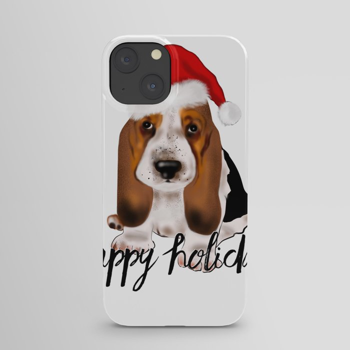 Cute Santa basset hound dog.Christmas puppy gift idea iPhone Case