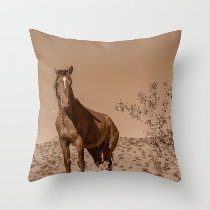 Wild Horses Sepia 3501 - Nevada Throw Pillow