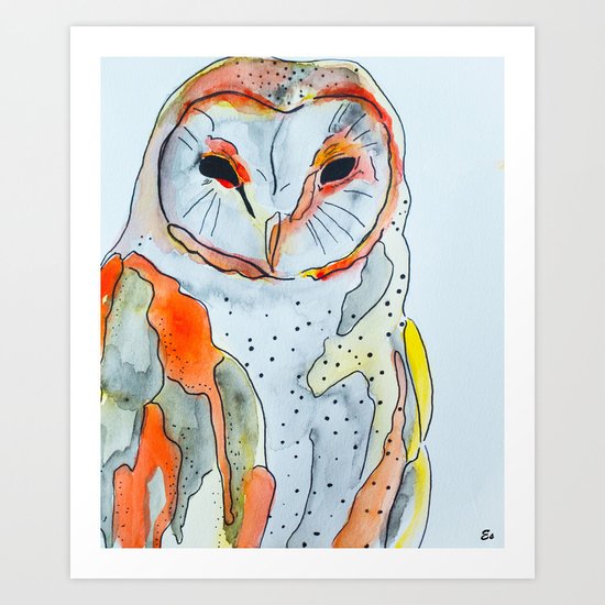 Red Owl Art Print