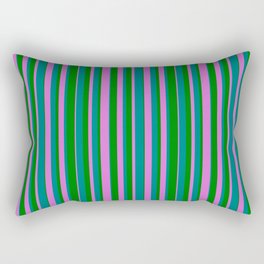 [ Thumbnail: Green, Orchid, and Teal Colored Lines Pattern Rectangular Pillow ]