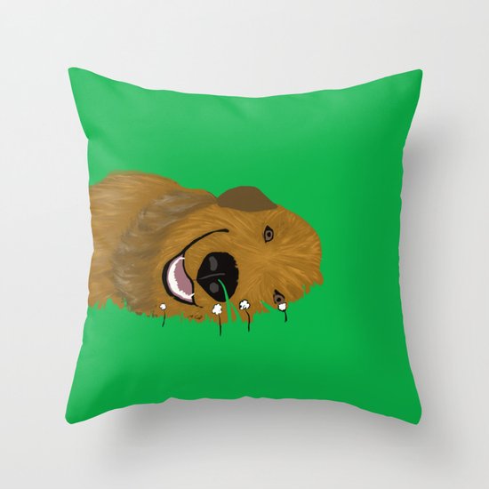Golden Doodle in Grass Throw Pillow