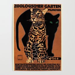 Vintage Munich Zoo Leopard 1912 Advertisement Poster