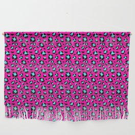 Neon Pink and Blue Leopard Print Wall Hanging