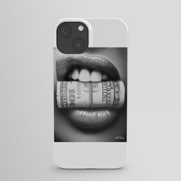 Put Your Money Where Your Mouth Is (Black and White Version) iPhone Case
