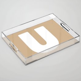 U (White & Tan Letter) Acrylic Tray