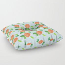 Peaches on Blue - Hand-painted Watercolour Floor Pillow