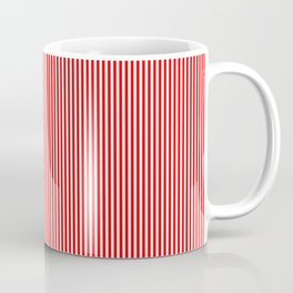 Mini Berry Red and White Rustic Vertical Pin Stripes Coffee Mug