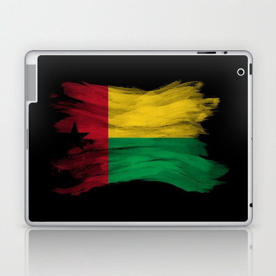Guinea Bissau flag brush stroke, national flag Laptop & iPad Skin