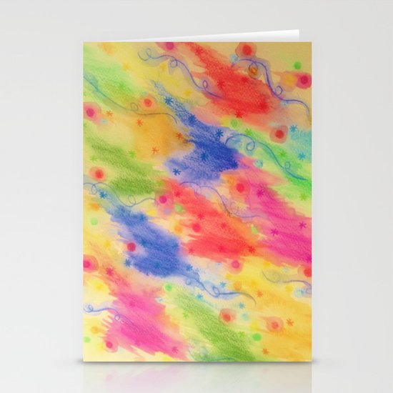 SEEING STARS 2 - Yellow Rainbow Pretty Starry Sky Abstract Watercolor Painting Feminine Pattern Stationery Cards