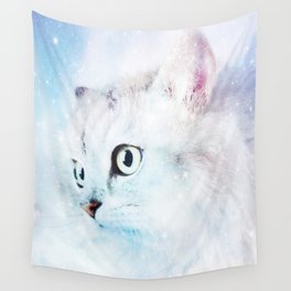 Fluffy starry cat Wall Tapestry
