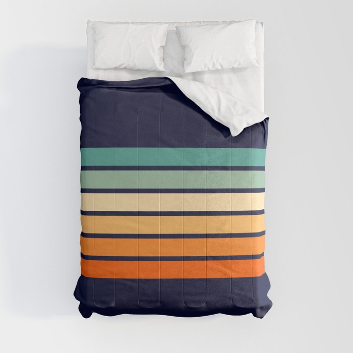 Marynda - Classic Colorful 70s Vintage Style Retro Summer Stripes Comforter