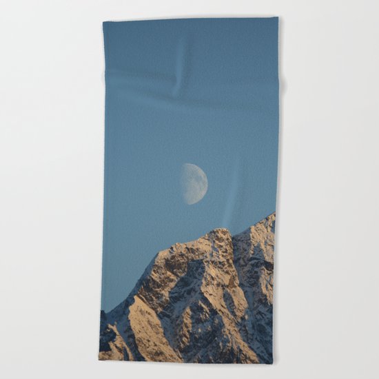 Moon Over Pioneer Peak - II Beach Towel